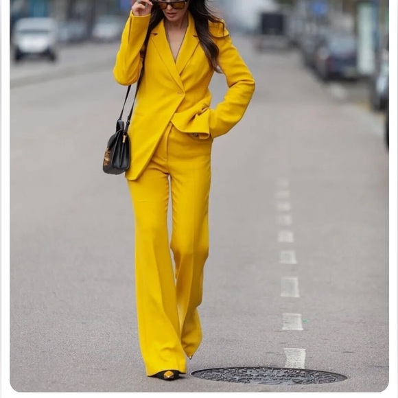 🍌Zara yellow wide leg trousers🍌 - Picture 2 of 11